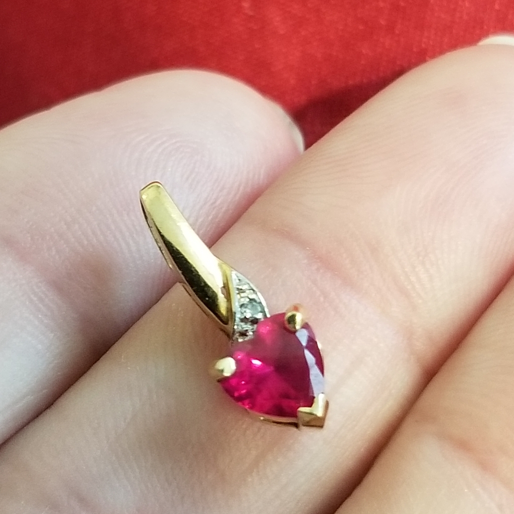 10k Gold Ruby Heart Pendantprice Is Firm